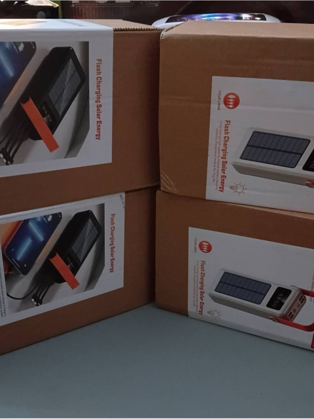 Portable White Solar Power Bank Charger with LED Display